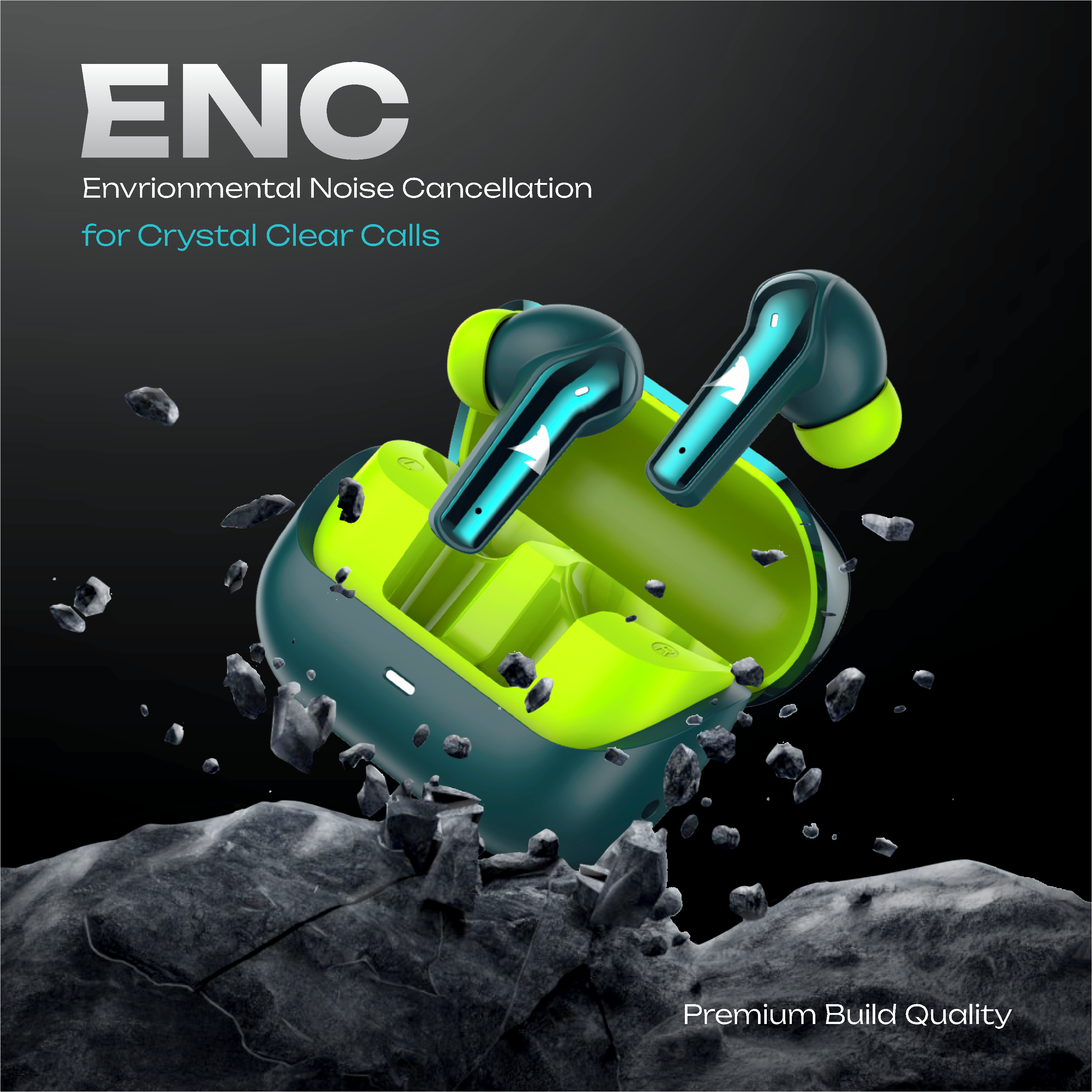 Newly Launched- Squalo FirePods X45 Quad Mic TWS with ENC Mic, Super Extra Bass, Enhanced Gaming Mode