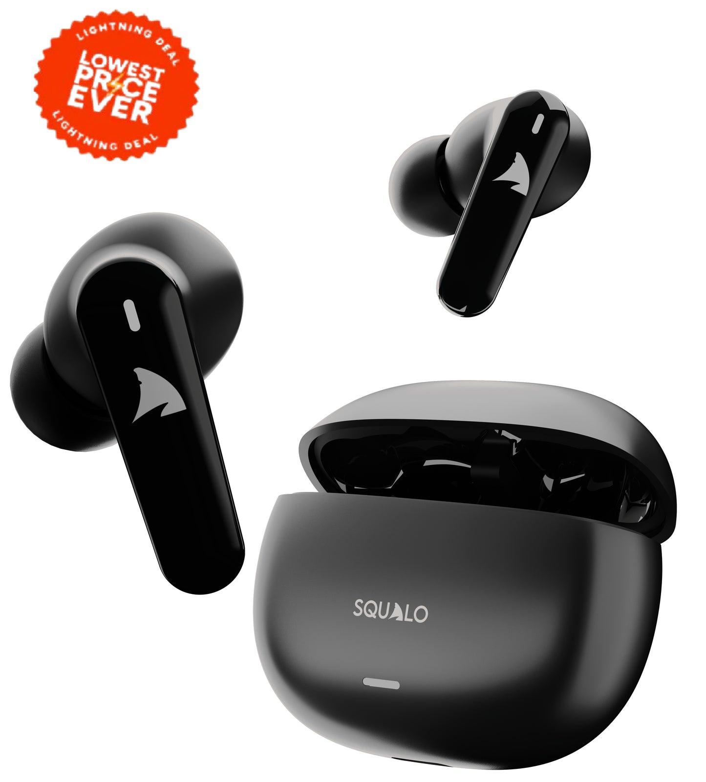 Squalo Onyx Quad Mic TWS with ENC, Super Extra Bass, Fast Charging and Gaming Mode (Made In India)