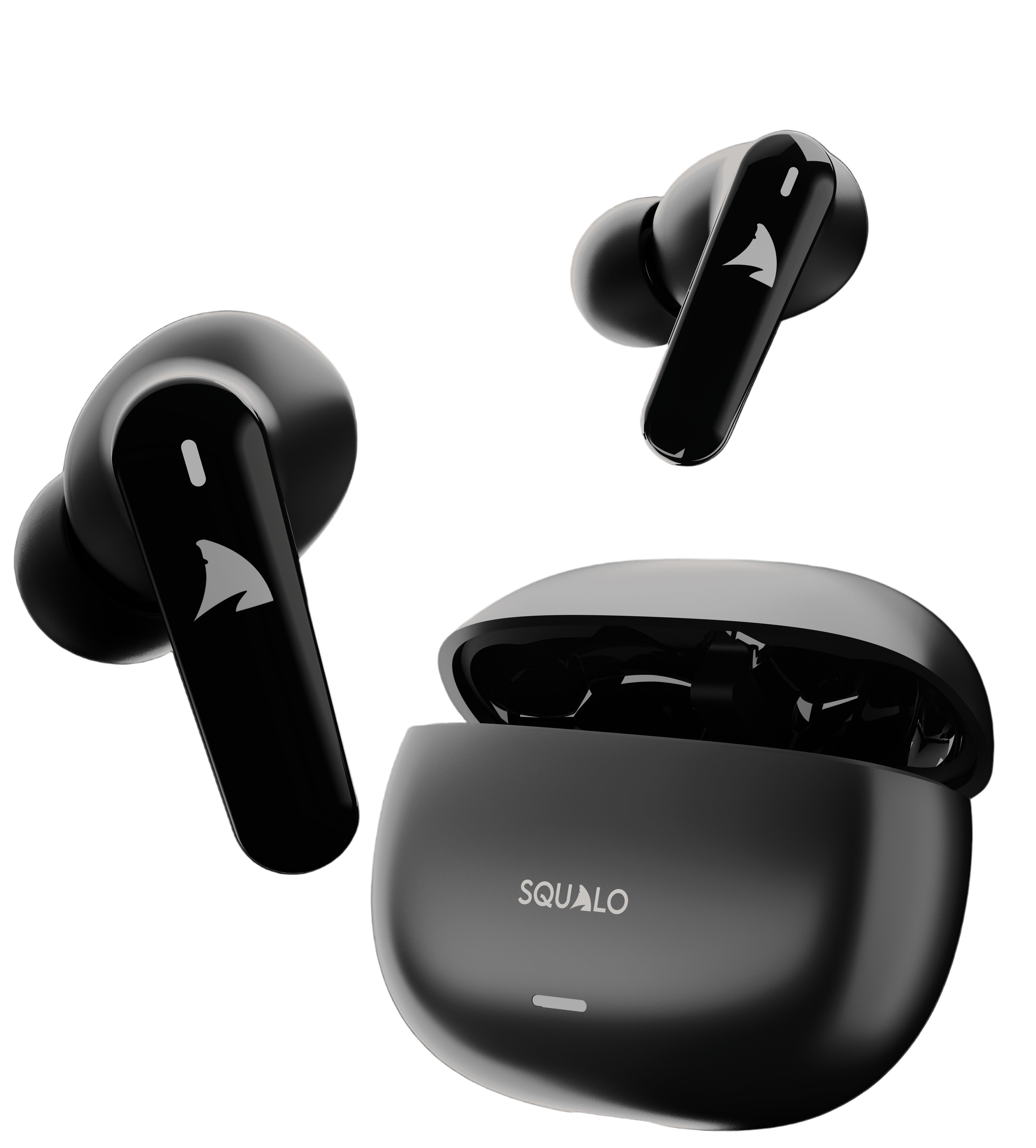 Squalo Onyx Quad Mic TWS with ENC, Super Extra Bass, Fast Charging and Gaming Mode (Made In India)
