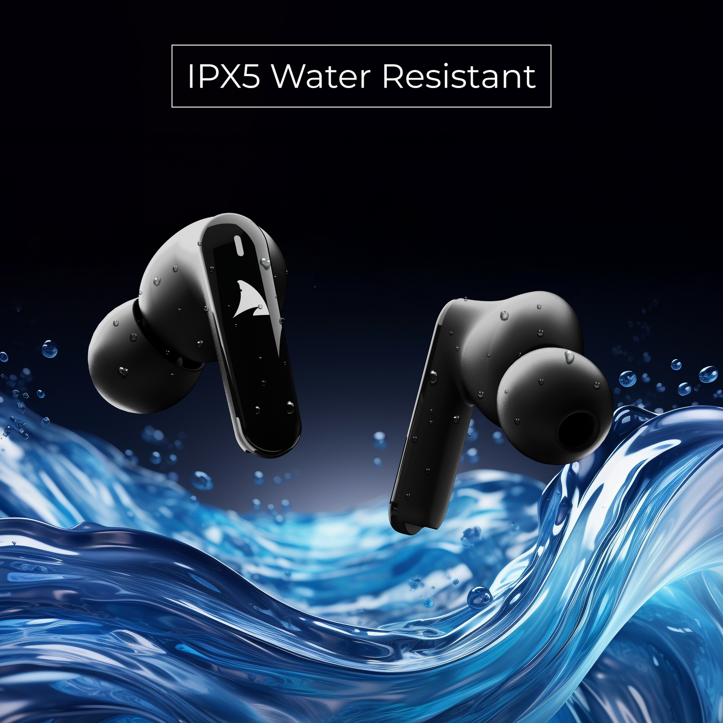 Squalo Onyx Quad Mic TWS with ENC, Super Extra Bass, Fast Charging and Gaming Mode (Made In India)