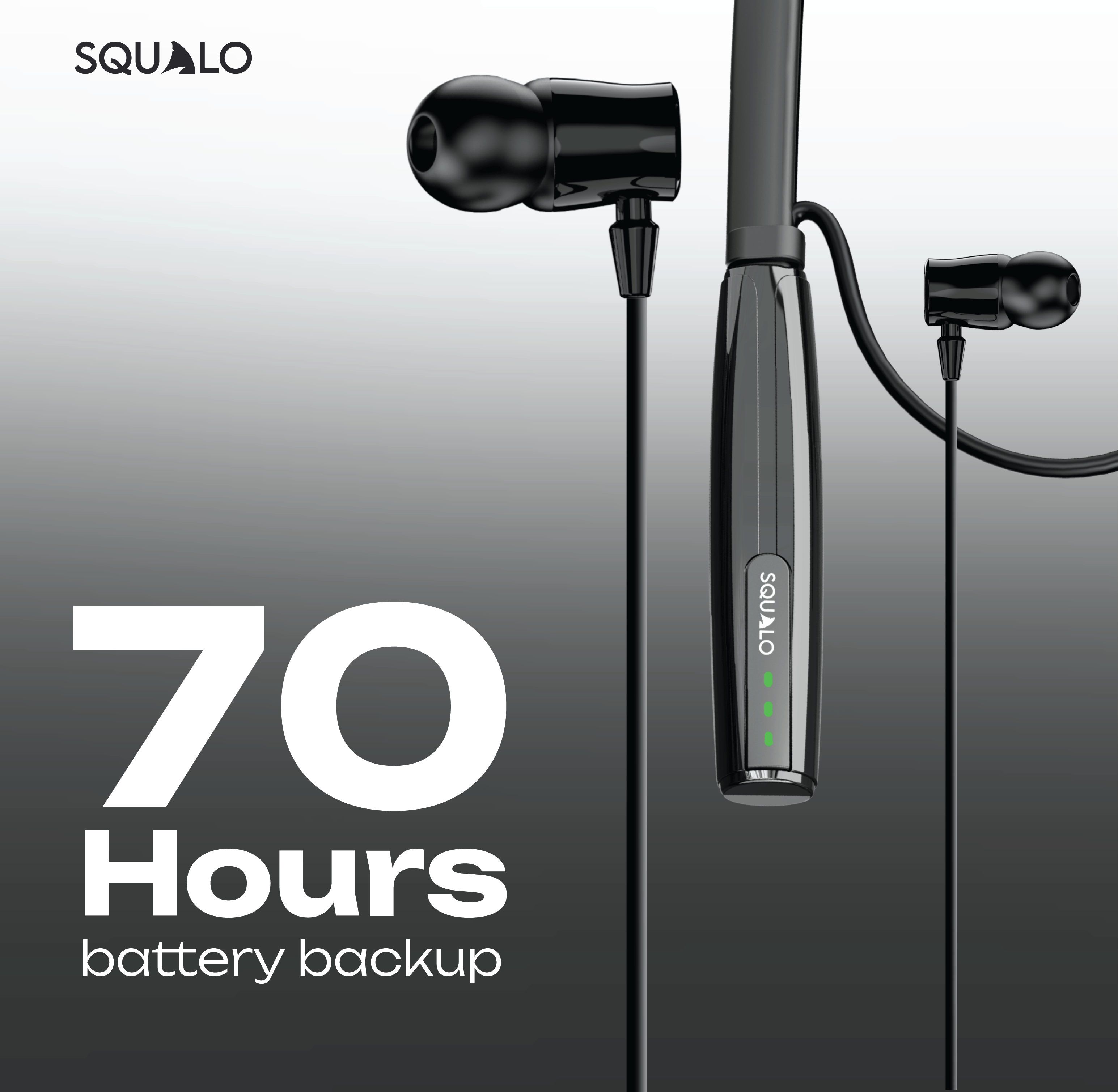 Squalo BassPlugs 700 Neckband Earphones with 70 Hours Playtime, Magnetic On/Off, 13.6mm Dynamic Drivers