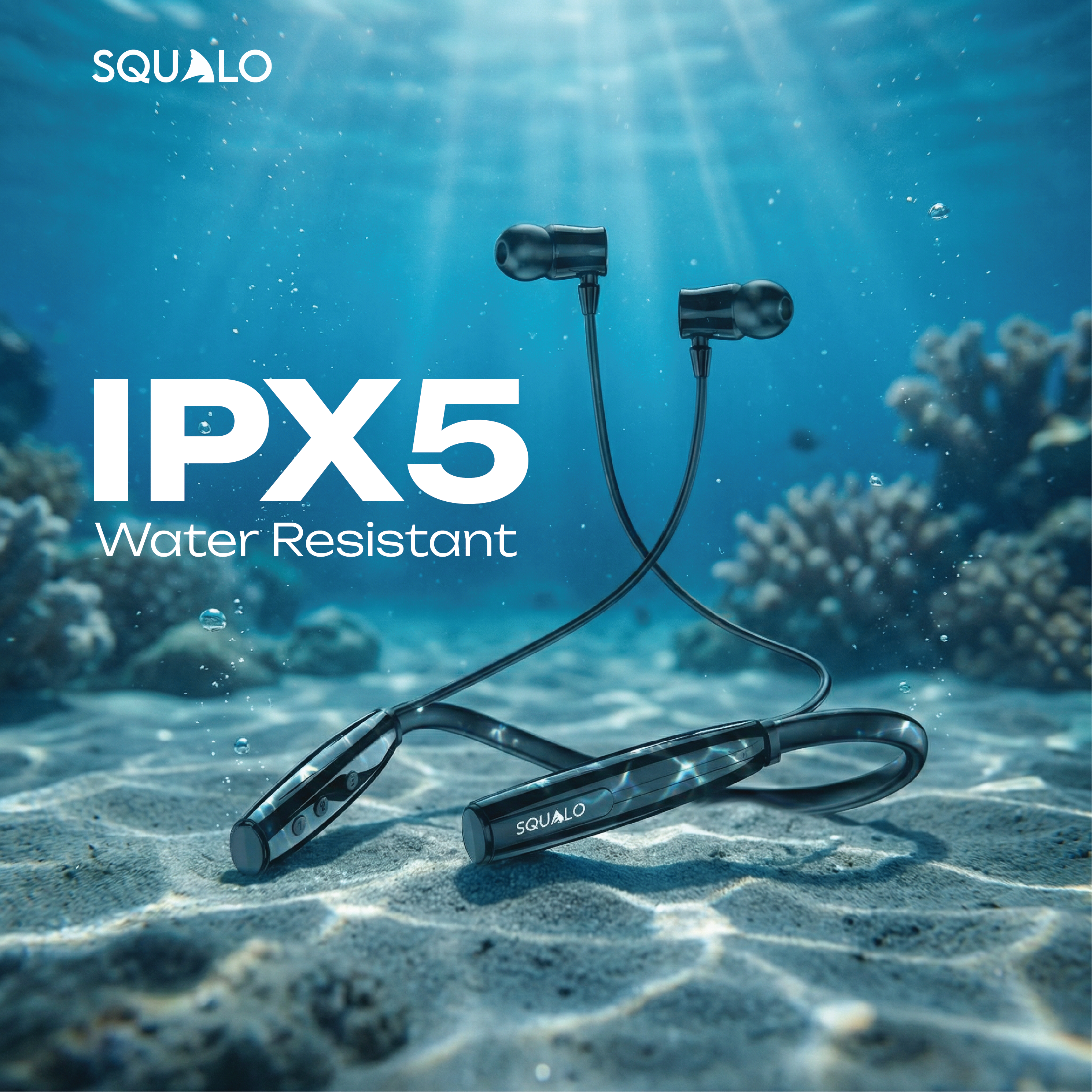 Squalo BassPlugs 700 Neckband Earphones with 70 Hours Playtime, Magnetic On/Off, 13.6mm Dynamic Drivers