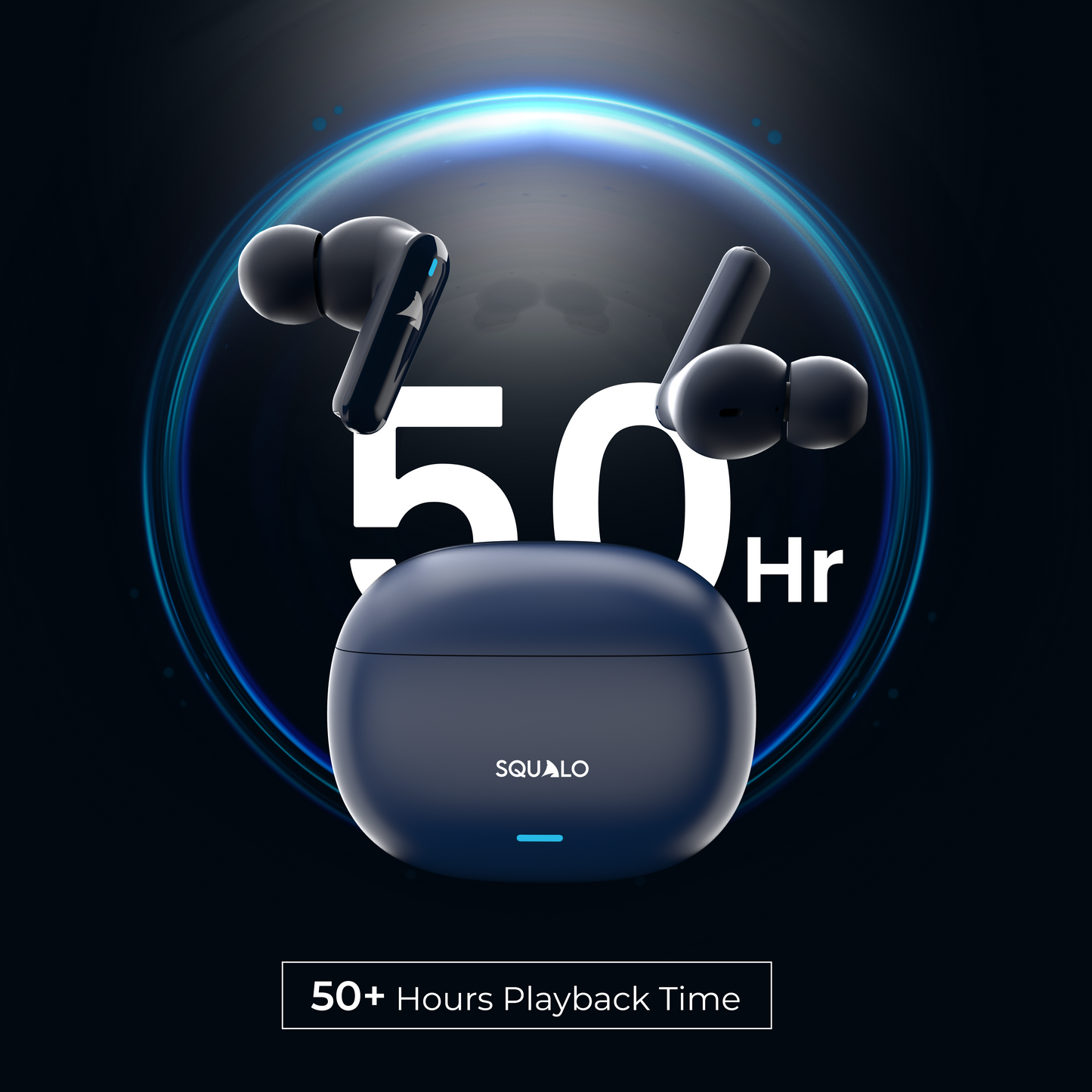 Squalo Onyx Quad Mic TWS with ENC, Super Extra Bass, Fast Charging and Gaming Mode (Made In India)