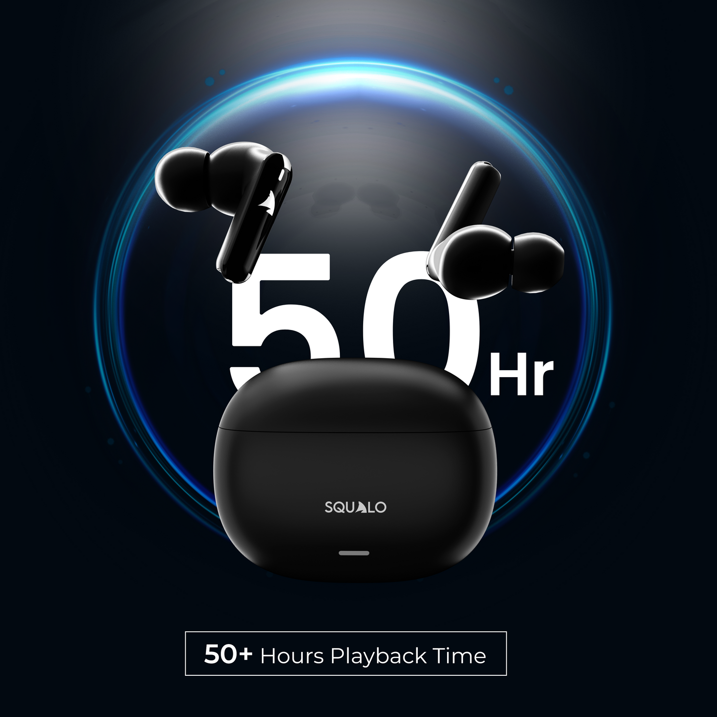 Squalo Onyx Quad Mic TWS with ENC, Super Extra Bass, Fast Charging and Gaming Mode (Made In India)