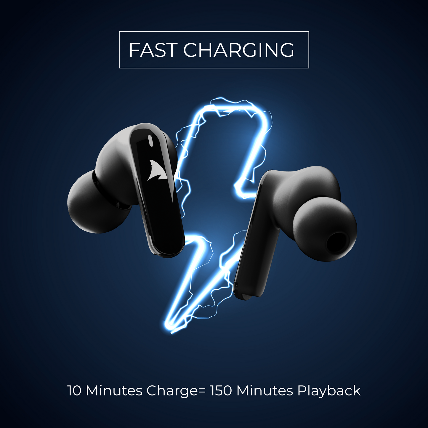 Squalo Onyx Quad Mic TWS with ENC, Super Extra Bass, Fast Charging and Gaming Mode (Made In India)