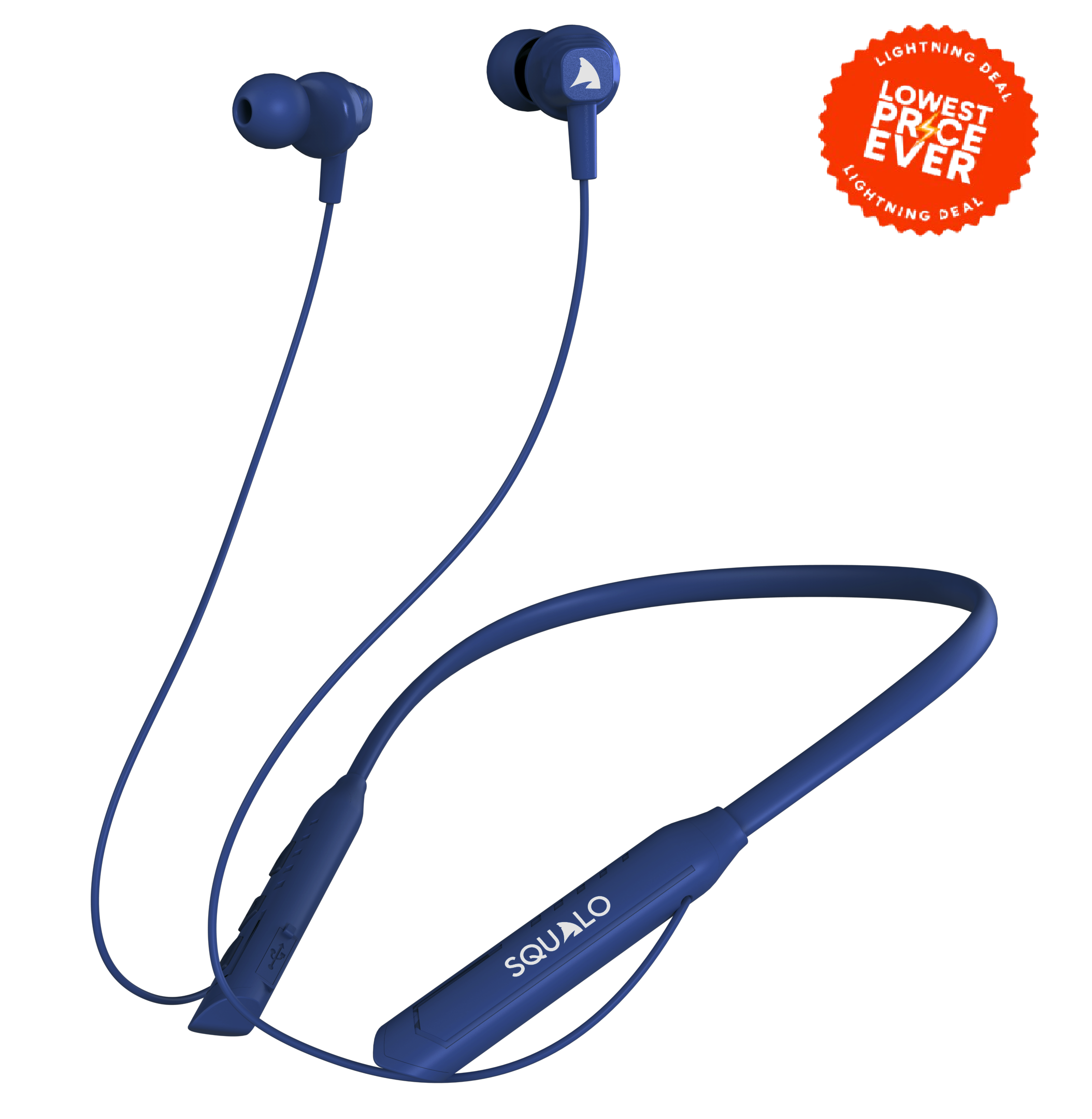 Squalo BassPlugs 151 Neckband Earphones with ENC Mic, Super Extra Bass & Fast Charging (Made In India)