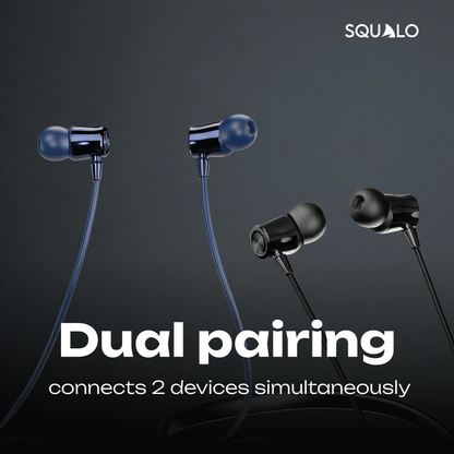 Squalo BassPlugs 700 Neckband Earphones with 70 Hours Playtime, Magnetic On/Off, 13.6mm Dynamic Drivers