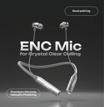 Squalo BassPlugs 500 Neckband Earphones with 60 Hours Playtime, Magnetic On/Off, 13.6mm Dynamic Drivers