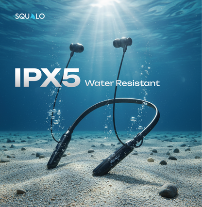 Squalo BassPlugs 500 Neckband Earphones with 60 Hours Playtime, Magnetic On/Off, 13.6mm Dynamic Drivers