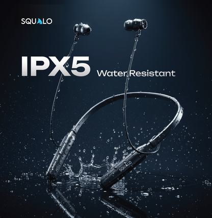 Squalo BassPlugs 500 Neckband Earphones with 60 Hours Playtime, Magnetic On/Off, 13.6mm Dynamic Drivers