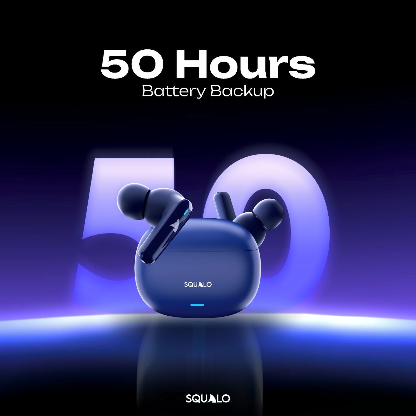 Squalo Onyx Quad Mic TWS with ENC, Super Extra Bass, Fast Charging and Gaming Mode (Made In India)