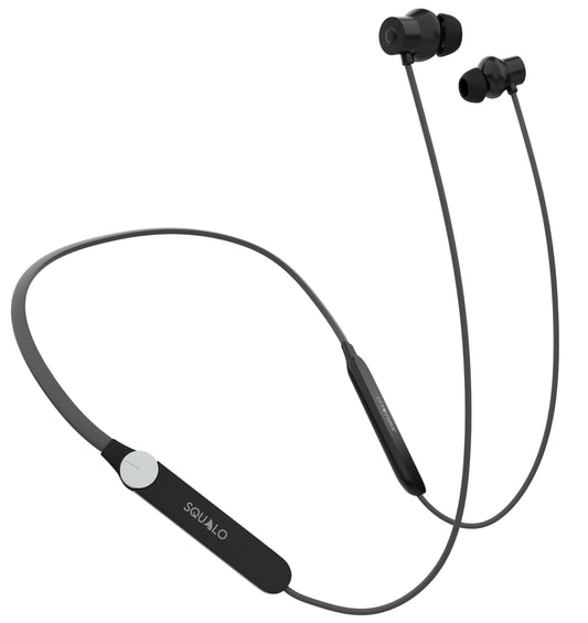 Squalo HyperBass 250 Neckband Earphones with ENC Mic, 50 Hours Playtime, Rotator for Volume Control, Dual Pairing