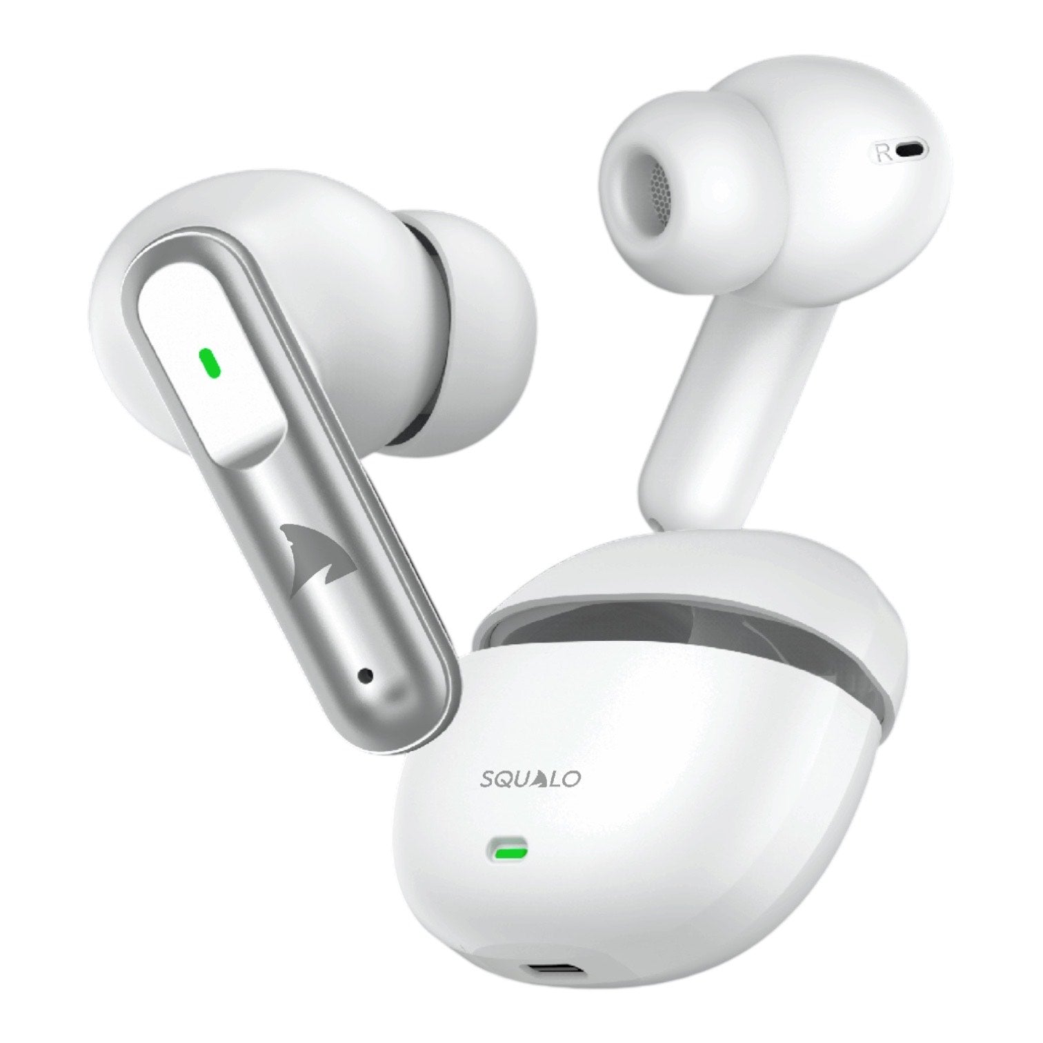 Squalo Lunare Quad Mic TWS with ENC, 13.6mm Drivers for Super Extra Bass, Enhanced Gaming Mode (Made In India)