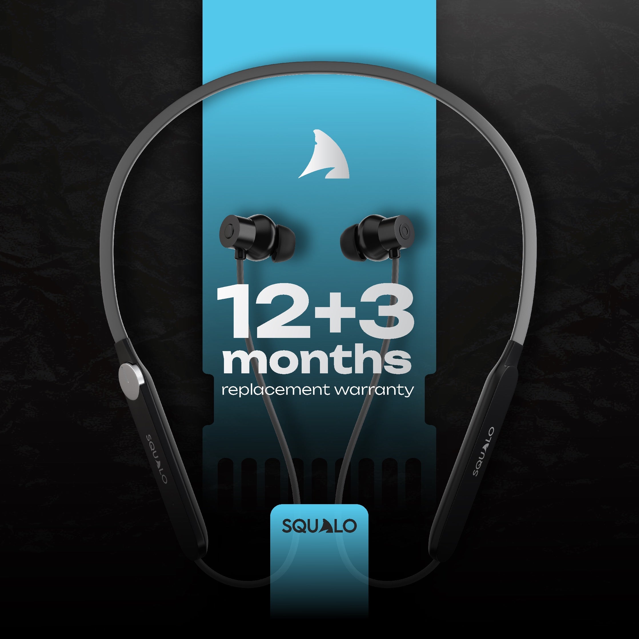 Squalo HyperBass 250 Neckband Earphones with ENC Mic, 50 Hours Playtime, Rotator for Volume Control, Dual Pairing