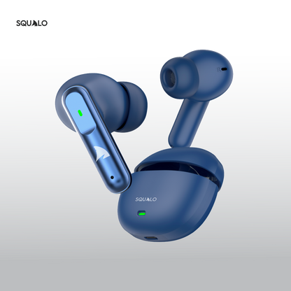 Squalo Lunare Quad Mic TWS with ENC, 13.6mm Drivers for Super Extra Bass, Enhanced Gaming Mode (Made In India)