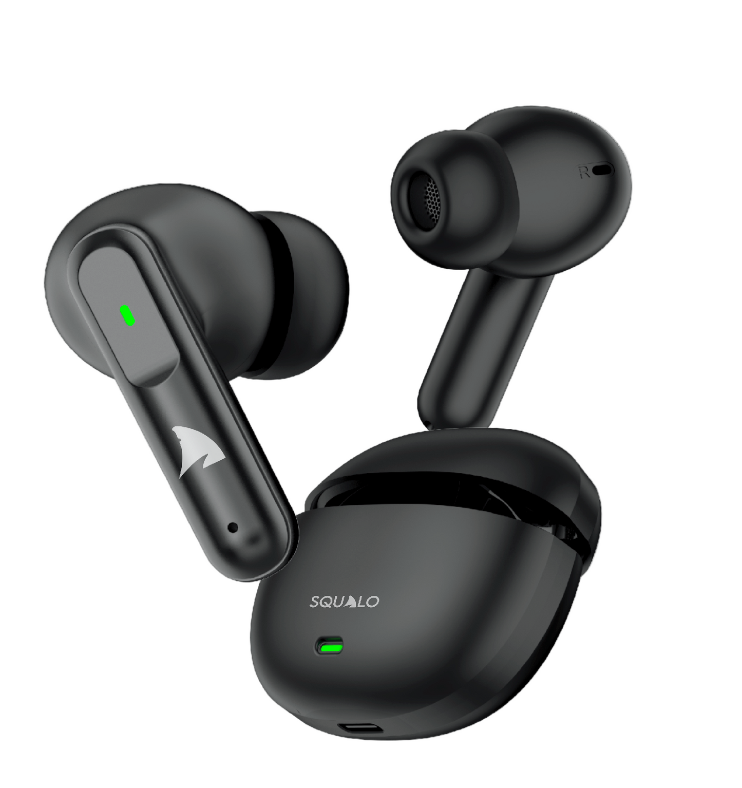 Squalo Lunare Quad Mic TWS with ENC, 13.6mm Drivers for Super Extra Bass, Enhanced Gaming Mode (Made In India)