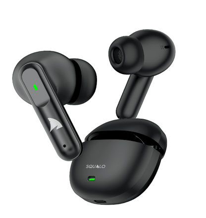 Squalo Lunare Quad Mic TWS with ENC, 13.6mm Drivers for Super Extra Bass, Enhanced Gaming Mode (Made In India)