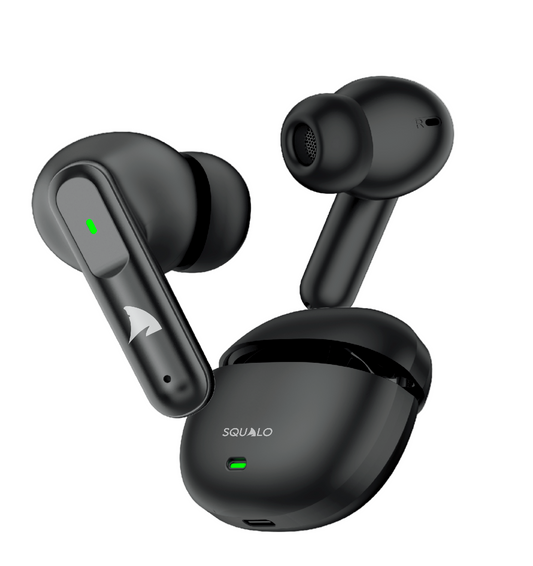 Squalo Lunare Quad Mic TWS with ENC, 13.6mm Drivers for Super Extra Bass, Enhanced Gaming Mode (Made In India)