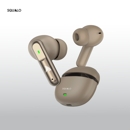 Squalo Lunare Quad Mic TWS with ENC, 13.6mm Drivers for Super Extra Bass, Enhanced Gaming Mode (Made In India)