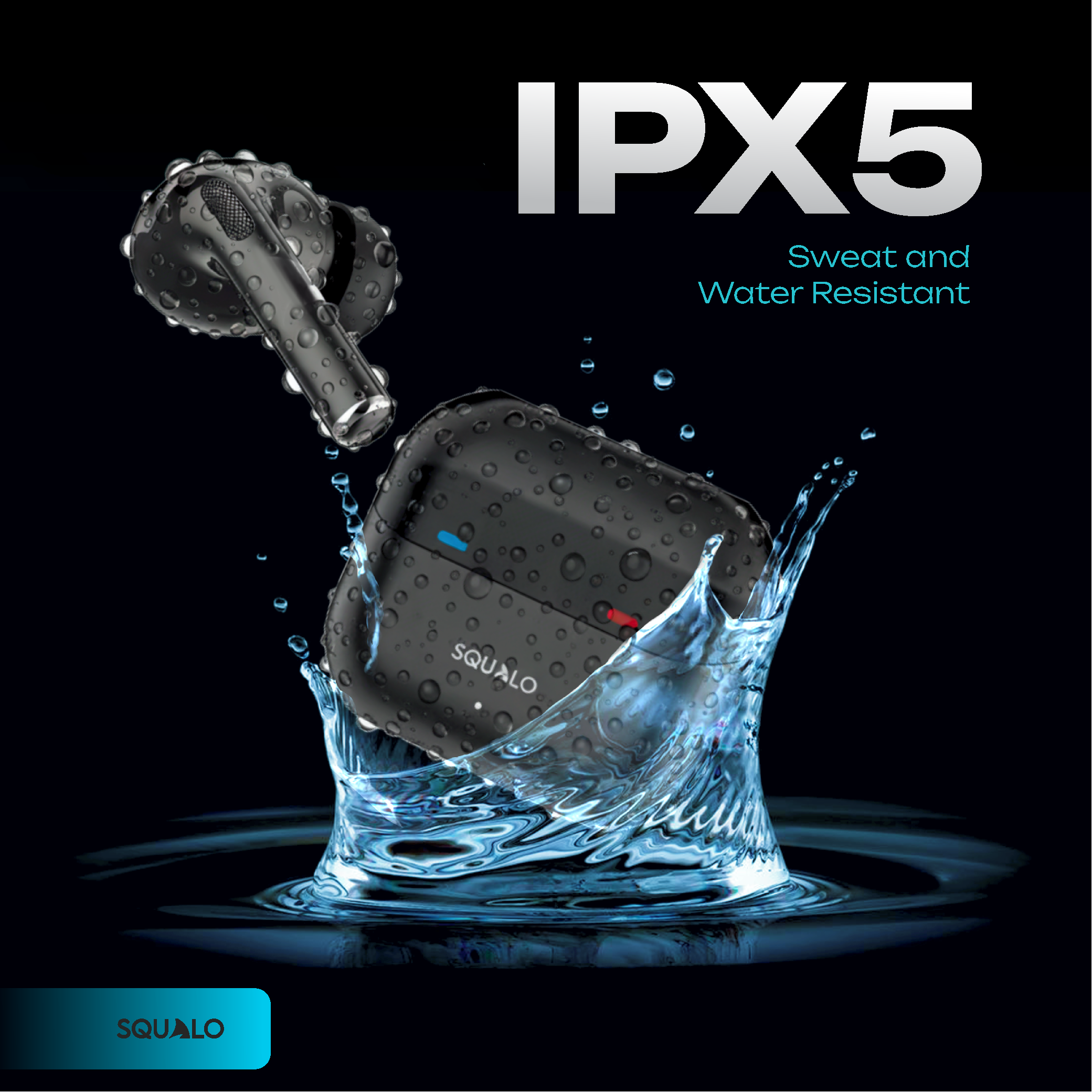 Squalo Onyx Pro Quad Mic TWS with ENC, Premium Chrome Finish , Super Extra Bass, Enhanced Gaming Mode (Made In India)