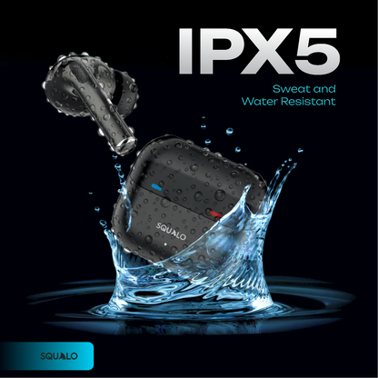 Squalo Onyx Pro Quad Mic TWS with ENC, Premium Chrome Finish , Super Extra Bass, Enhanced Gaming Mode (Made In India)