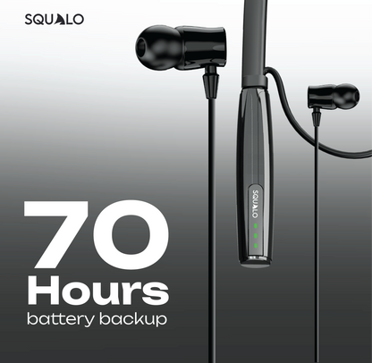 Squalo BassPlugs 700 Neckband Earphones with 70 Hours Playtime, Magnetic On/Off, 13.6mm Dynamic Drivers