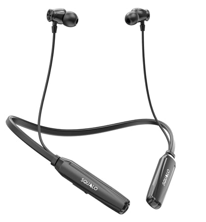Squalo BassPlugs 500 Neckband Earphones with 60 Hours Playtime, Magnetic On/Off, 13.6mm Dynamic Drivers