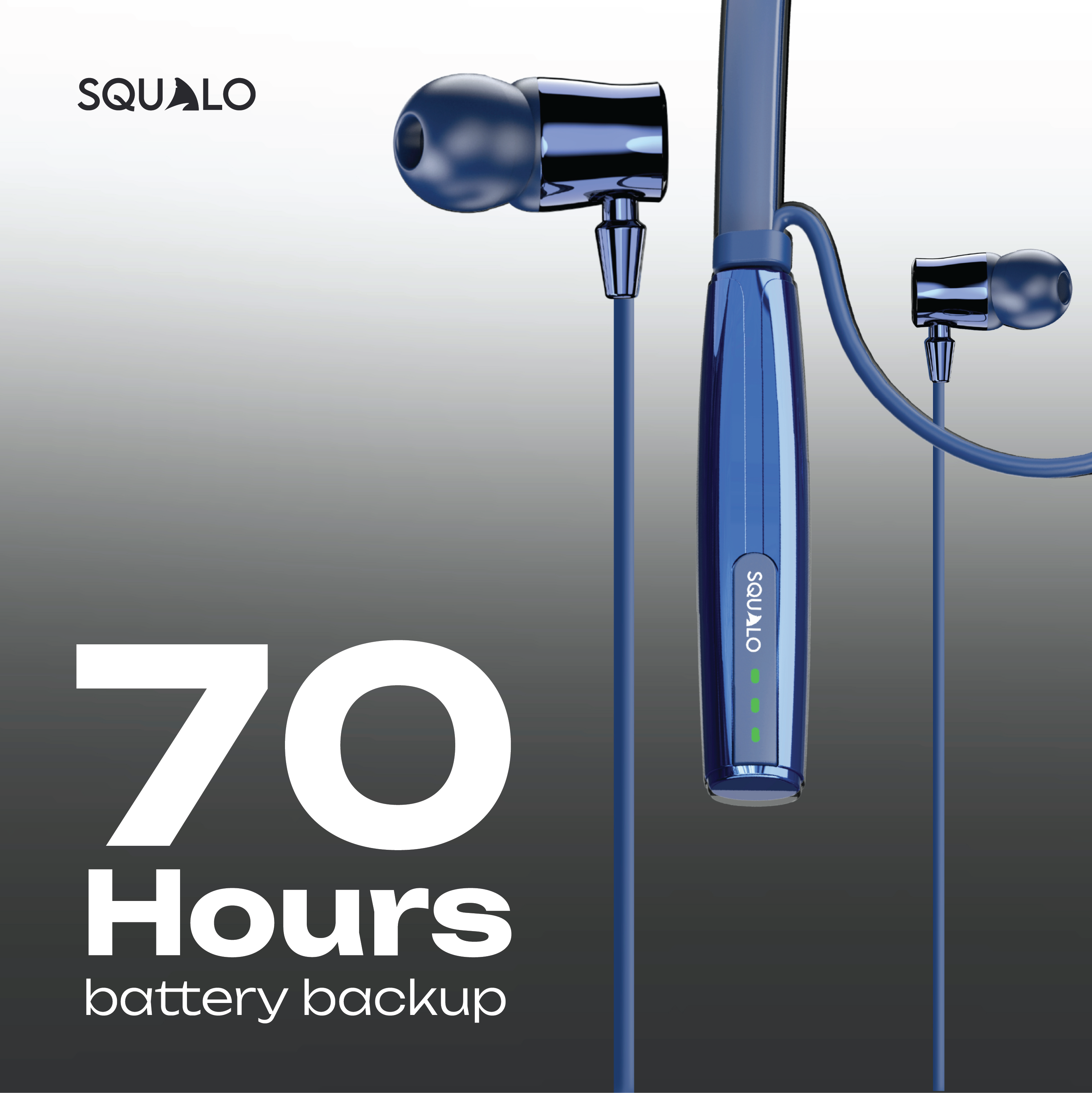 Squalo BassPlugs 700 Neckband Earphones with 70 Hours Playtime, Magnetic On/Off, 13.6mm Dynamic Drivers