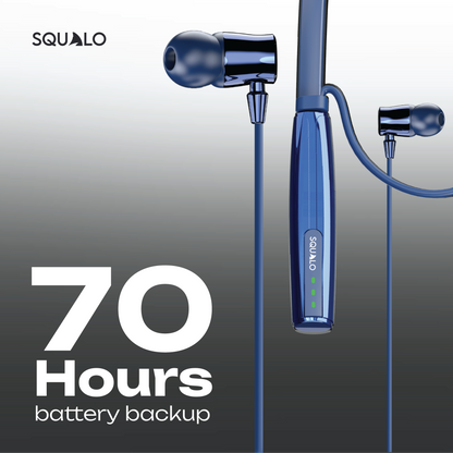 Squalo BassPlugs 700 Neckband Earphones with 70 Hours Playtime, Magnetic On/Off, 13.6mm Dynamic Drivers