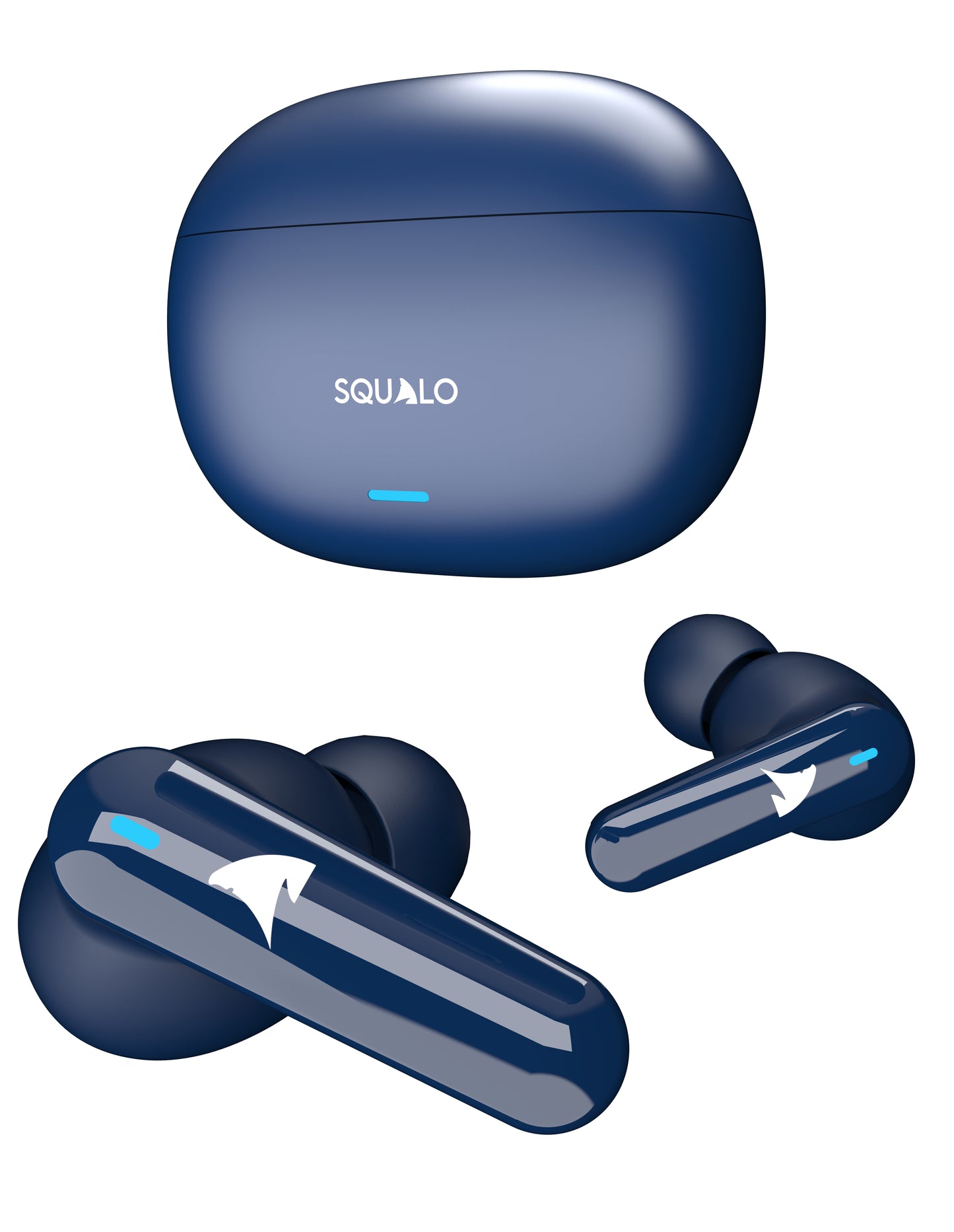 Squalo Onyx Quad Mic TWS with ENC, Super Extra Bass, Fast Charging and Gaming Mode (Powered by TechBolt ,Made In India)