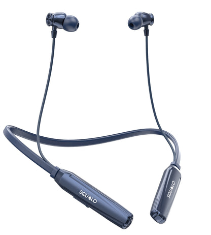 Squalo BassPlugs 500 Neckband Earphones with 60 Hours Playtime, Magnetic On/Off, 13.6mm Dynamic Drivers