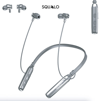 Squalo BassPlugs 500 Neckband Earphones with 60 Hours Playtime, Magnetic On/Off, 13.6mm Dynamic Drivers