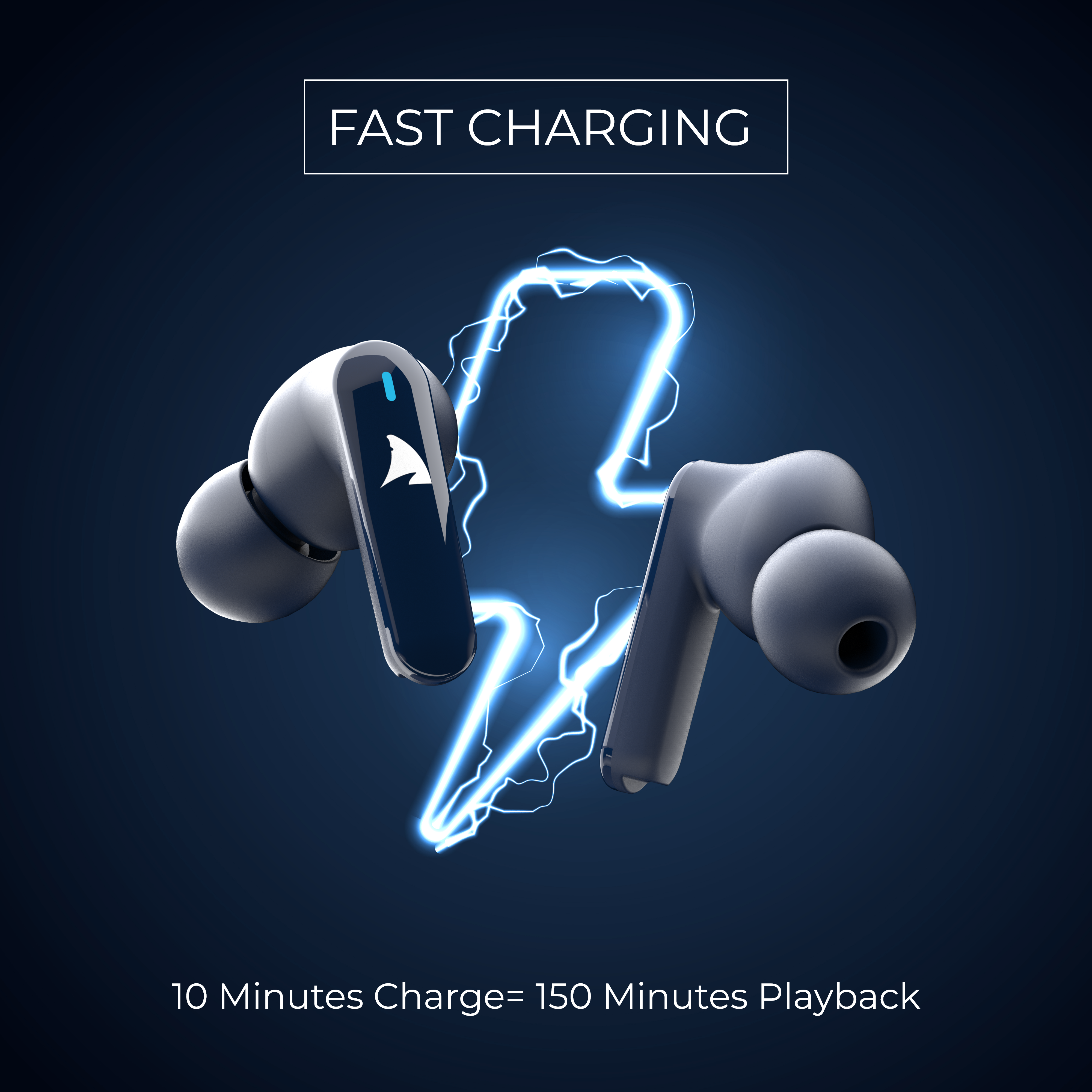 Squalo Onyx Quad Mic TWS with ENC, Super Extra Bass, Fast Charging and Gaming Mode (Made In India)