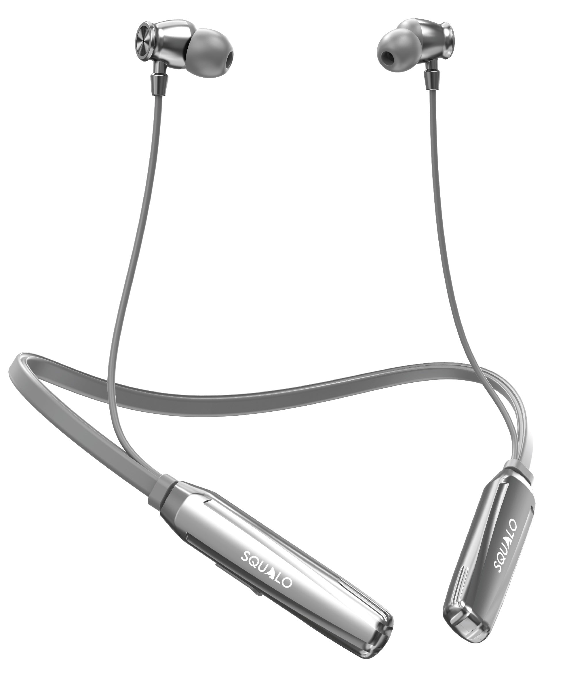 Squalo BassPlugs 500 Neckband Earphones with 60 Hours Playtime, Magnetic On/Off, 13.6mm Dynamic Drivers