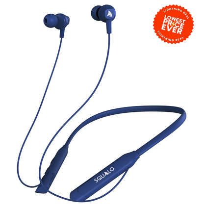 Squalo BassPlugs 151 Neckband Earphones with ENC Mic, Super Extra Bass ＆ Fast Charging (Powered by TechBolt ,Made In India)